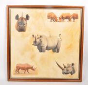 M.G. ALEXANDER - 1994 RHINOCEROS ACRYLIC PAINTING