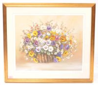 K. SCHOTTLER (1935 - 2016) - 20TH CENTURY PANSIES OIL PAINTING PRINT