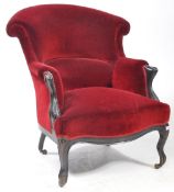 19TH CENTURY NAPOLEON III FRENCH EMPIRE VELVET UPHOLSTERED ARMCHAIR