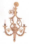 FRENCH LOUIS XVI INSPIRED BRASS CHERUB WALL SCONCE LIGHT