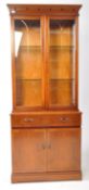 20TH CENTURY GEORGE REVIVAL YEW WOOD BOOKCASE DISPLAY CABINET
