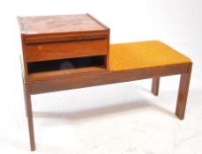 MID CENTURY CHIPPY HEATH TEAK TELEPHONE TABLE