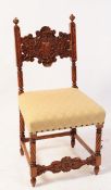 19TH CENTURY DUTCH CARVED WALNUT HALL CHAIR