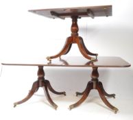 REGENCY STYLE LARGE MAHOGANY PEDESTAL DINING TABLE