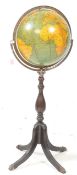 GEORGE F CRAM - MID 20TH CENTURY 1950S CRAM'S TERRESTRIAL PEDESTAL GLOBE ON STAND