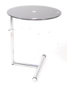 MANNER OF EILEEN GREY - A 20TH CENTURY ITALIAN STYLE CHROME & GLASS SIDE TABLE