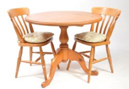 COUNTRY PINE PEDESTAL DINING TABLE & WINDSOR DINING CHAIRS