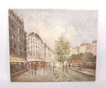 VINTAGE 20TH CENTURY IMPRESSIONIST OIL ON CANVAS STREET PAINTING
