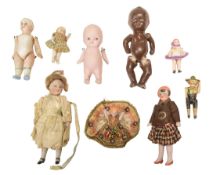 COLLECTION OF ANTIQUE MINIATURE BISQUE HEADED DOLLS