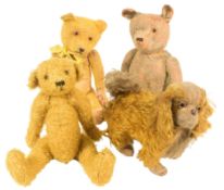 COLLECTION OF VINTAGE SOFT TOY TEDDY BEARS & DOG