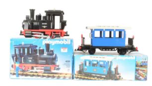 PLAYMOBIL SYSTEM ELECTRIC G SCALE STEAM TRAIN LOCOMOTIVE ENGINE AND CAR