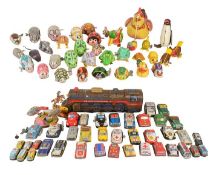 COLLECTION OF VINTAGE TIN PLATE & CLOCKWORK TOYS