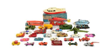 DIECAST - COLLECTION OF VINTAGE DIECAST MODELS & CLOCKWORK BOAT