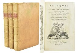 BINDINGS. 1767 RELIQUES OF ANCIENT ENGLISH POETRY IN THREE VOLUMES, 2ND ED. IN FULL CALF