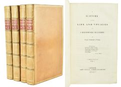 BINDINGS. 1828 A HISTORY OF THE LIFE AND VOYAGES OF CHRISTOPHER COLUMBUS, 4VOLS IN FULL CALF