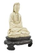 QING DYNASTY DEHUA BLANC DE CHINE PORCELAIN SEATED GUANYIN 清 德化观音坐像