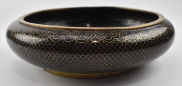 EARLY 20TH CENTURY CLOISONNE BRUSH WASHER, MING MARK 黑底铜胎掐丝珐琅笔洗
