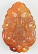 QING AGATE CARVED CHILONG PENDANT 清 玉髓吉祥平安挂坠