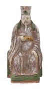SANCAI GLAZED PPOTTERY FIGURINE OF A SCHOLAR 三彩人物座像