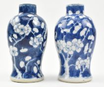 PAIR OF SMALL QING DYNASTY BLUE AND WHITE PRUNUS VASES 清 青花冰梅小瓶一对