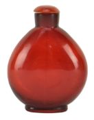 QING DYNASTY RUBY RED GLASS SNUFF BOTTLE 清 宝石红料鼻烟壶