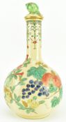 JAPANESE MEIJI ERA KIIKOZAN VASE WITH CRICKET COVER 日本明治萨摩烧长颈瓶