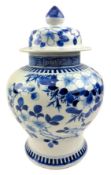 QING DYNASTY BLUE AND WHITE 'FLOWERS AND BIRD' JAR 清 青花花鸟盖罐