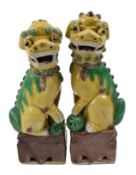 PAIR OF CHINESE SANCAI BUDDHIST LIONS / TEMPLE LIONS / GUARDIAN LIONS 三彩狮子一对
