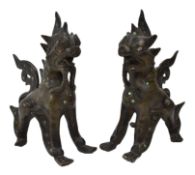 PAIR OF CHINESE CAST BRONZE QILIN 铜 麒麟一对