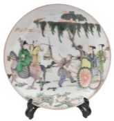 QING FAMILLE VERTE FIGURINE CERAMIC CHARGER 清 五彩人物故事盘