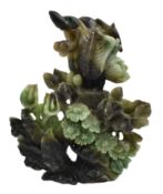 CARVED JADE BOULDER WITH EIGHT TAOIST EMBLEMS 玉雕暗八仙