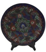 HEAVY BRONZE BASE CLOISONNE FLORAL CHARGER 掐丝珐琅花卉盘