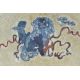 QING GE-TYPE BLUE AND WHITE UNDERGLAZE RED CHARGER 清 哥窑青花釉里红狮子滚绣球盘 - Bild 3 aus 6