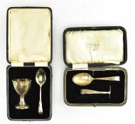 TWO SETS OF GEORGE V CASED HALLMARKED SILVER FLATWARE