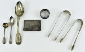 COLLECTION OF SEVEN HALLMARKED SILVER PIECES CIGARETTE CASE & OTHERS