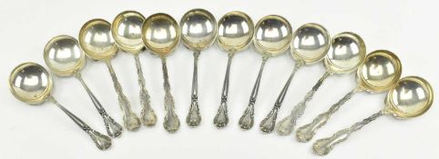 TWO SETS OF 6 19TH CENTURY AMERICAN STERLING SILVER TEASPOONS FOR WK VANDERSLICE & CO PAT 1897