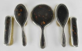 GEORGE V HALLMARKED SILVER & TORTOISE SHELL DRESSING TABLE SET