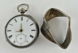VICTORIAN GENT'S LEVER FACE POCKET WATCH AND A NAPKIN RING