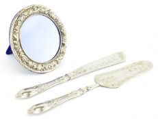 HALLMARKED SILVER PHOTOGRAPH FRAME T/W 800 MARKED SLICE & KNIFE