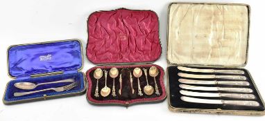 THREE BOXED SETS OF HALLMARKED SILVER CUTLERY