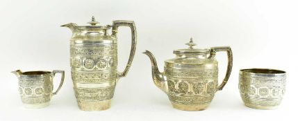 VICTORIAN HALLMARKED GLASGOW 4-PIECE TEA SERVICE