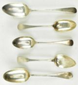 A COLLECTION OF FIVE HALLMARKED SILVER SPOONS