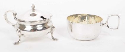 HALLMARKED SILVER LIDDED SUGAR BOWL AND A SWEDISH HALLMARKED CUP