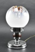 TONI ZUCCHERI FOR MAZZEGA, MURANO - 1970S GLASS & TEAK GLOBULAR DESK LAMP
