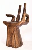 20TH CENTURY CARVED HARDWOOD CHAIR / SEAT IN SHAPE OF A HAND