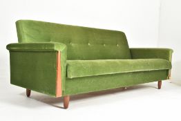 DANISH MODERN DESIGN - MID CENTURY TEAK & VELVET UPHOLSTERED SOFA BED