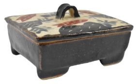 JOHN MALTBY - STONEWARE BOX WITH ABSTRACT DECORATION COVER