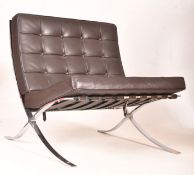 AFTER MIES VAN DER ROHE - VINTAGE BLACK LEATHERETTE & CHROME BARCELONA CHAIR