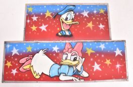 PAIR OF DONALD AND DAISY DUCK FAIRGROUND PANELS