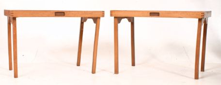 MATCHING PAIR OF MID CENTURY TEAK FOLDING TABLES